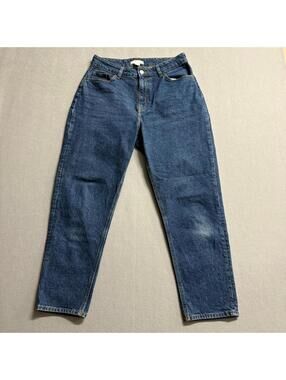 H&M Mom Jeans Womens Size 10 Blue Denim High Rise Tapered Leg Stretch